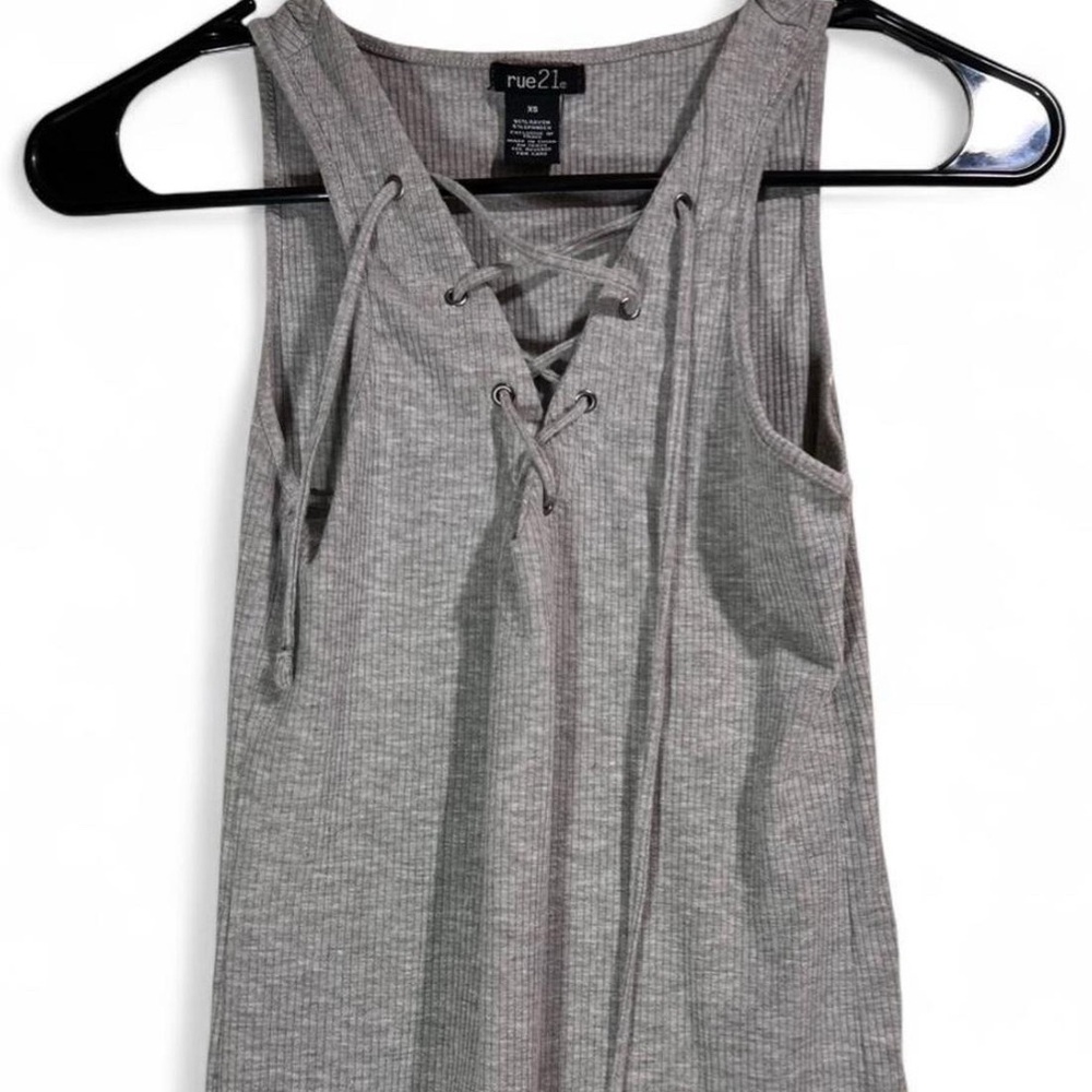 Rue21 Heather Gray Lace-Up Tank Top